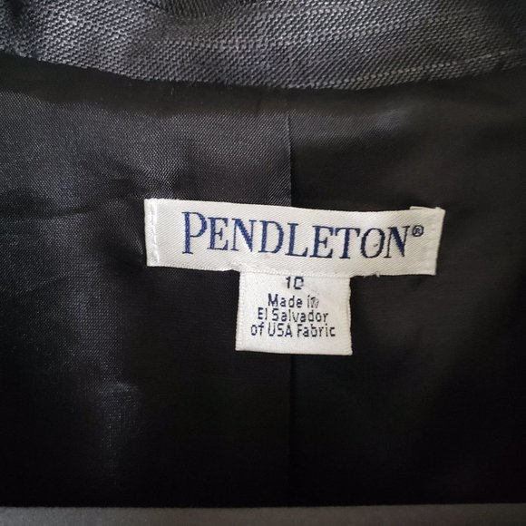Pendleton Woman Size 10 Blazer 100% Virgin Wool Glen Plaid Career Blazer Gray - Picture 8 of 10
